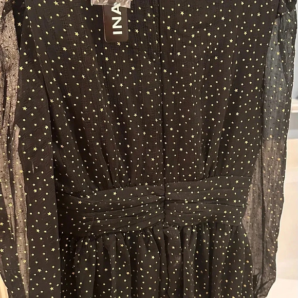 INA Glimmering Skies Black And Gold Print Dress - Picture 3 of 10